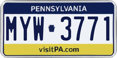 PA license plate MYW3771