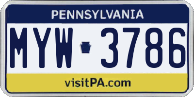 PA license plate MYW3786
