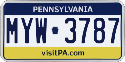PA license plate MYW3787
