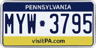 PA license plate MYW3795