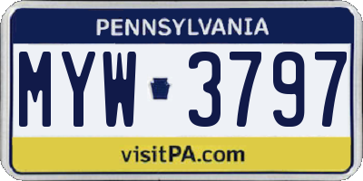 PA license plate MYW3797