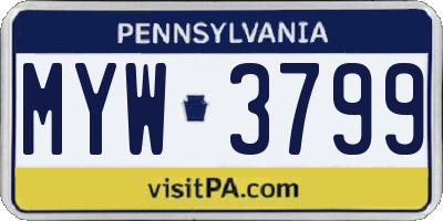 PA license plate MYW3799