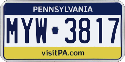 PA license plate MYW3817