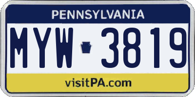 PA license plate MYW3819