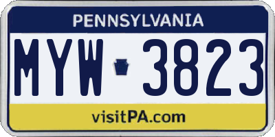 PA license plate MYW3823