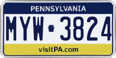 PA license plate MYW3824