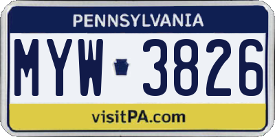 PA license plate MYW3826