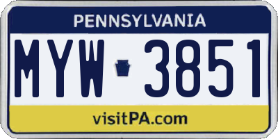 PA license plate MYW3851