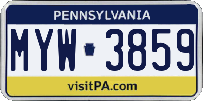PA license plate MYW3859