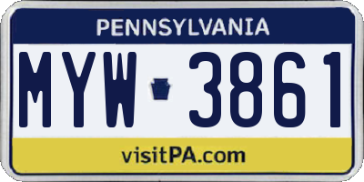 PA license plate MYW3861