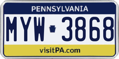 PA license plate MYW3868