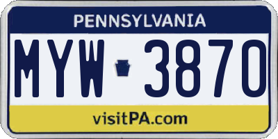 PA license plate MYW3870