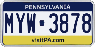 PA license plate MYW3878