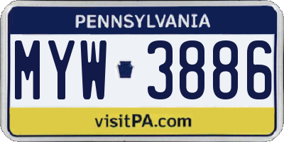 PA license plate MYW3886