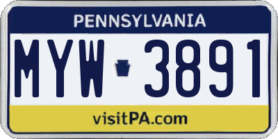 PA license plate MYW3891
