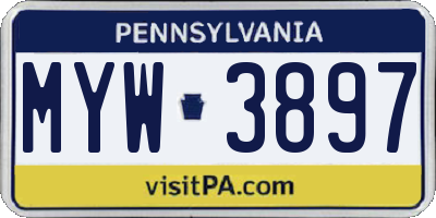 PA license plate MYW3897