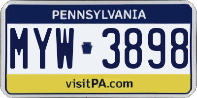 PA license plate MYW3898