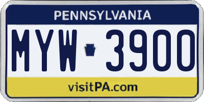 PA license plate MYW3900