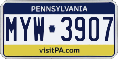 PA license plate MYW3907
