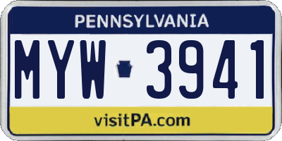 PA license plate MYW3941