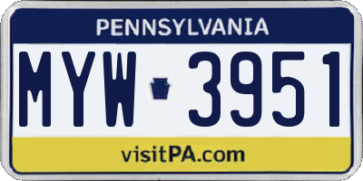 PA license plate MYW3951