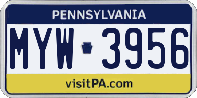 PA license plate MYW3956