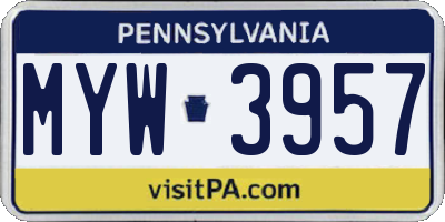 PA license plate MYW3957