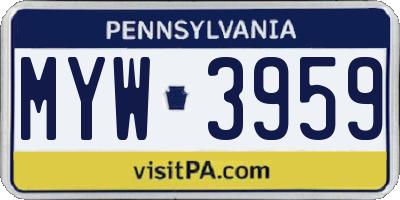 PA license plate MYW3959