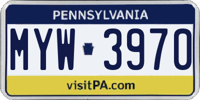 PA license plate MYW3970