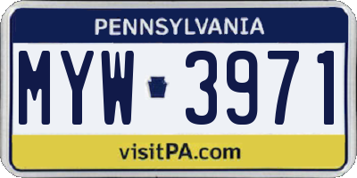 PA license plate MYW3971