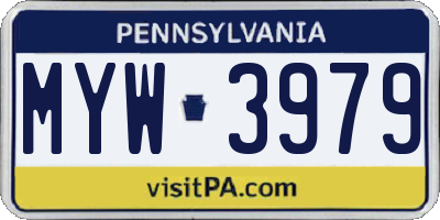 PA license plate MYW3979