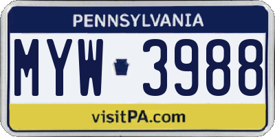 PA license plate MYW3988
