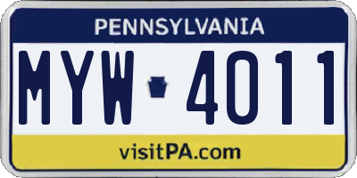 PA license plate MYW4011