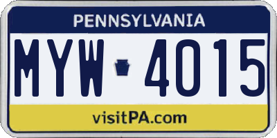 PA license plate MYW4015