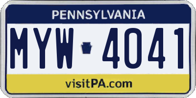 PA license plate MYW4041