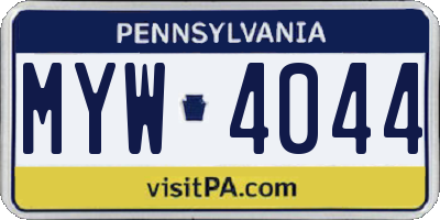 PA license plate MYW4044