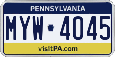 PA license plate MYW4045