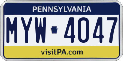 PA license plate MYW4047