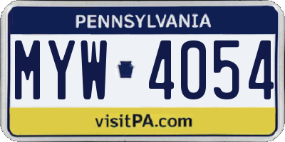 PA license plate MYW4054