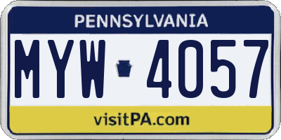 PA license plate MYW4057