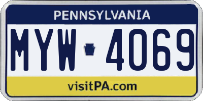 PA license plate MYW4069
