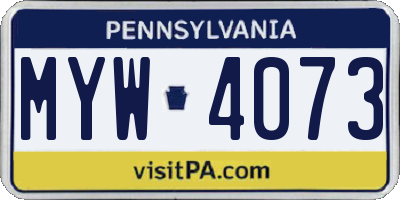 PA license plate MYW4073
