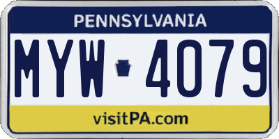 PA license plate MYW4079