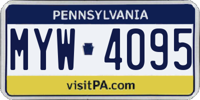 PA license plate MYW4095