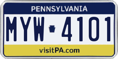 PA license plate MYW4101
