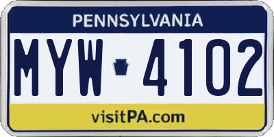 PA license plate MYW4102