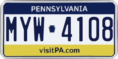 PA license plate MYW4108