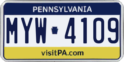 PA license plate MYW4109