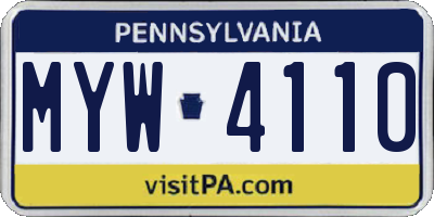 PA license plate MYW4110