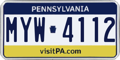 PA license plate MYW4112
